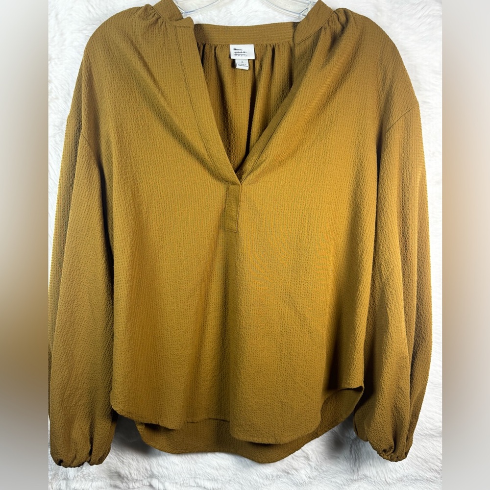 a new day Mustard V-Neck Long Sleeve Tunic Top